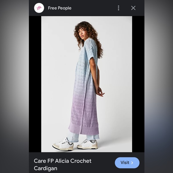 Free People Ombre Blue to Purple Open Stitch Alicia Crochet Cardigan XS NWT - Picture 2 of 12